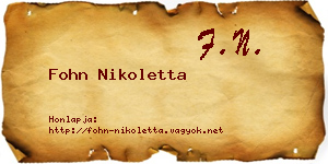 Fohn Nikoletta névjegykártya